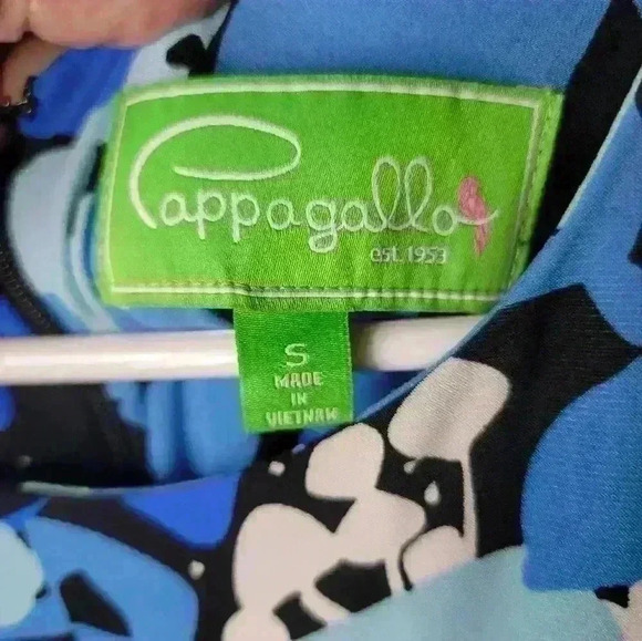 Pappagallo Blue & Aqua Floral Sleeveless Dress. Size small. 100%polyester - Picture 3 of 5